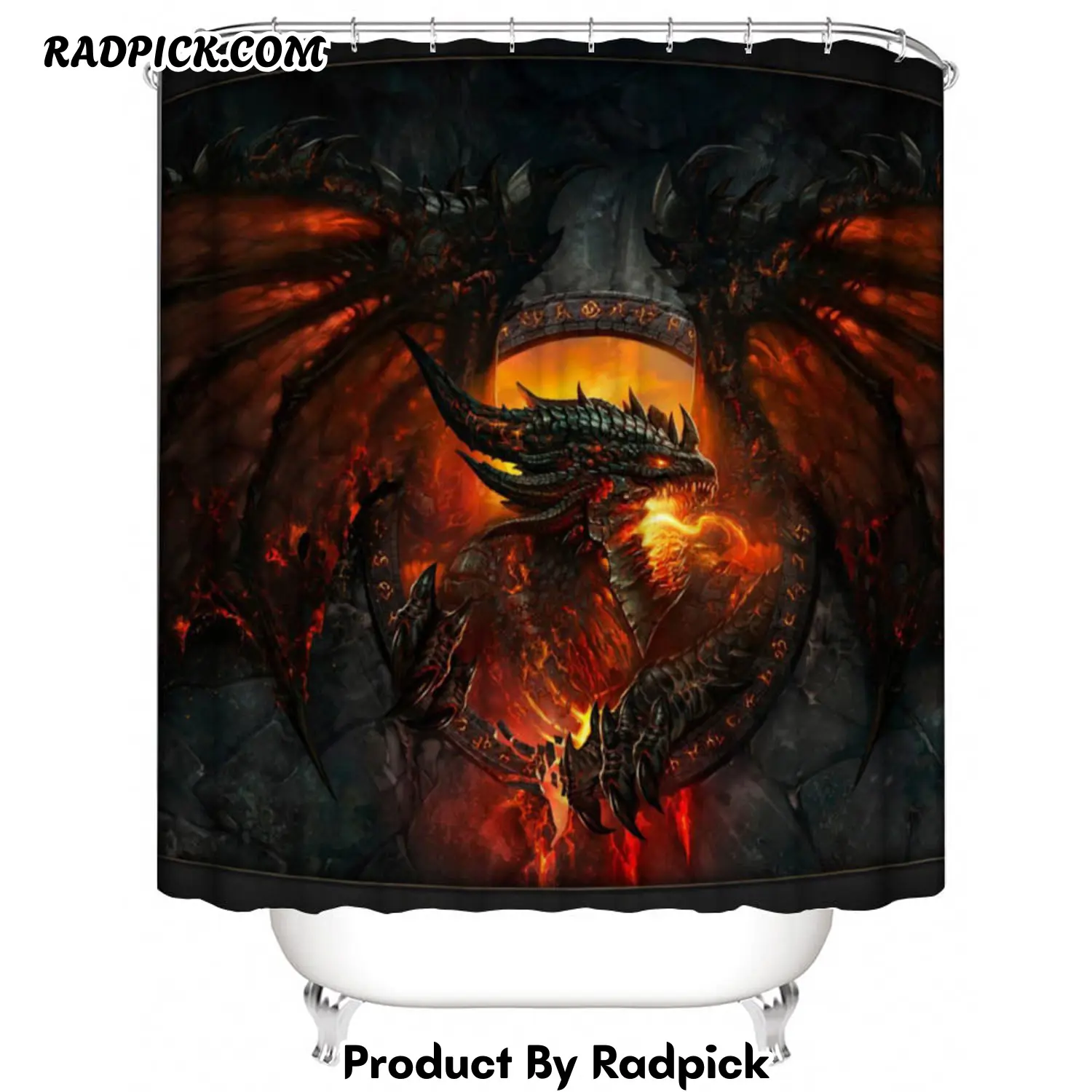Fantasy angry magma dragon shower curtain rp387937